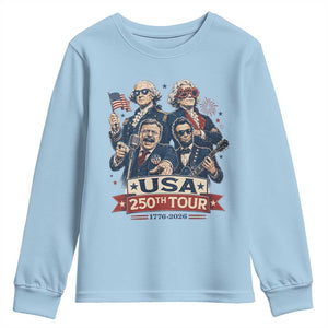 USA 250th Tour 2026 Founding Fathers Rock Concert Youth Sweatshirt Funny Mount Rushmore Rock Stars Semiquincentennial