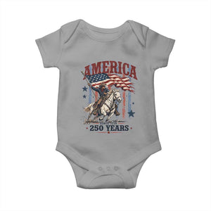 250 Years Since 1776 Cowboy on Horseback Baby Onesie Vintage Patriotic Western Style American Flag Semiquincentennial