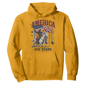 250 Years Since 1776 Cowboy on Horseback Hoodie Vintage Patriotic Western Style American Flag Semiquincentennial