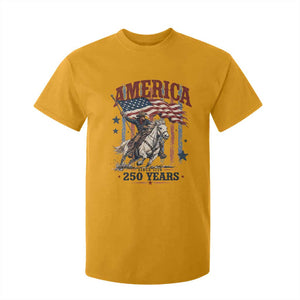 250 Years Since 1776 Cowboy on Horseback T Shirt For Kid Vintage Patriotic Western Style American Flag Semiquincentennial
