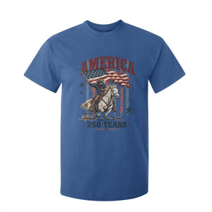 250 Years Since 1776 Cowboy on Horseback T Shirt For Kid Vintage Patriotic Western Style American Flag Semiquincentennial
