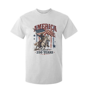 250 Years Since 1776 Cowboy on Horseback T Shirt For Kid Vintage Patriotic Western Style American Flag Semiquincentennial
