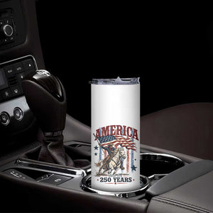 250 Years Since 1776 Cowboy on Horseback Skinny Tumbler Vintage Patriotic Western Style American Flag Semiquincentennial