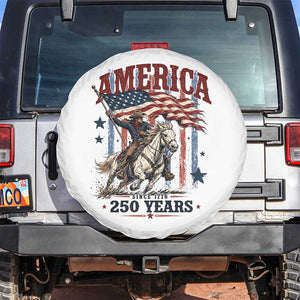 250 Years Since 1776 Cowboy on Horseback Spare Tire Cover Vintage Patriotic Western Style American Flag Semiquincentennial