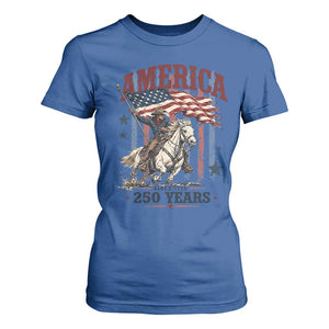 250 Years Since 1776 Cowboy on Horseback T Shirt For Women Vintage Patriotic Western Style American Flag Semiquincentennial