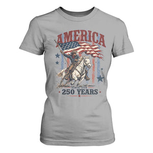 250 Years Since 1776 Cowboy on Horseback T Shirt For Women Vintage Patriotic Western Style American Flag Semiquincentennial