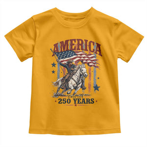 250 Years Since 1776 Cowboy on Horseback Toddler T Shirt Vintage Patriotic Western Style American Flag Semiquincentennial