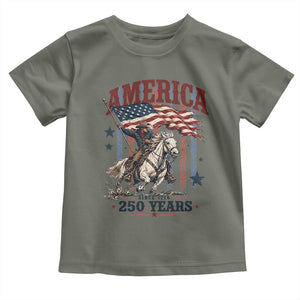 250 Years Since 1776 Cowboy on Horseback Toddler T Shirt Vintage Patriotic Western Style American Flag Semiquincentennial