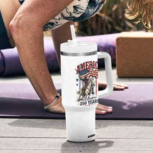 250 Years Since 1776 Cowboy on Horseback Tumbler With Handle Vintage Patriotic Western Style American Flag Semiquincentennial