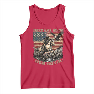 Vintage Cowboy and Soaring Eagle Freedom Ranch 1776 to 2026 Tank Top Proud to Ride American Flag 250th Anniversary