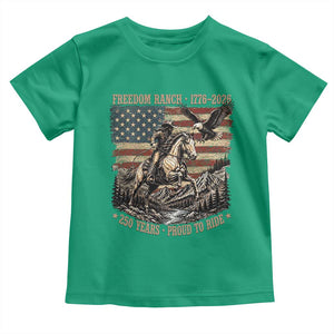 Vintage Cowboy and Soaring Eagle Freedom Ranch 1776 to 2026 Toddler T Shirt Proud to Ride American Flag 250th Anniversary