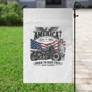 America Born to Ride Free 250 Years Biker Garden Flag American Flag Chopper Motorcycle Statue of Liberty 1776 to 2026 Semiquincentennial