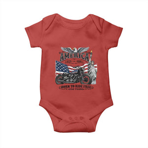 America Born to Ride Free 250 Years Biker Baby Onesie American Flag Chopper Motorcycle Statue of Liberty 1776 to 2026 Semiquincentennial