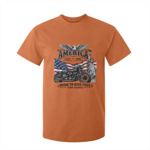 America Born to Ride Free 250 Years Biker T Shirt For Kid American Flag Chopper Motorcycle Statue of Liberty 1776 to 2026 Semiquincentennial