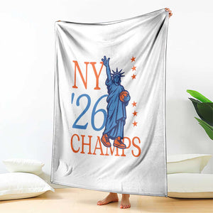 New York 2026 Pride Statue of Liberty Holding Basketball Graphic Throw Blanket Retro NY 26 Champs Sports Fans