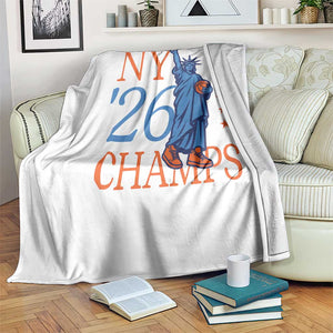 New York 2026 Pride Statue of Liberty Holding Basketball Graphic Throw Blanket Retro NY 26 Champs Sports Fans