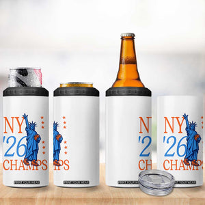 New York 2026 Pride Statue of Liberty Holding Basketball Graphic 4 in 1 Can Cooler Tumbler Retro NY 26 Champs Sports Fans