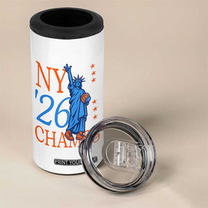 New York 2026 Pride Statue of Liberty Holding Basketball Graphic 4 in 1 Can Cooler Tumbler Retro NY 26 Champs Sports Fans