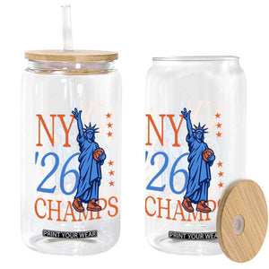 New York 2026 Pride Statue of Liberty Holding Basketball Graphic Glass Can Retro NY 26 Champs Sports Fans