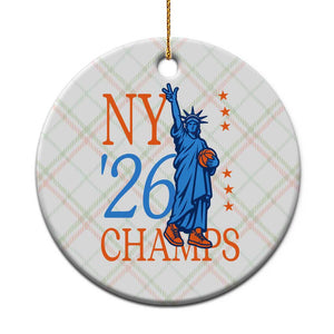 New York 2026 Pride Statue of Liberty Holding Basketball Graphic Ceramic Ornament Retro NY 26 Champs Sports Fans