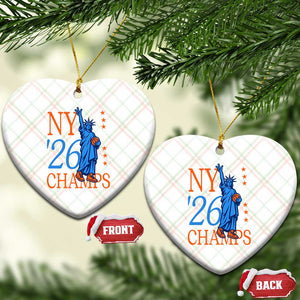 New York 2026 Pride Statue of Liberty Holding Basketball Graphic Ceramic Ornament Retro NY 26 Champs Sports Fans