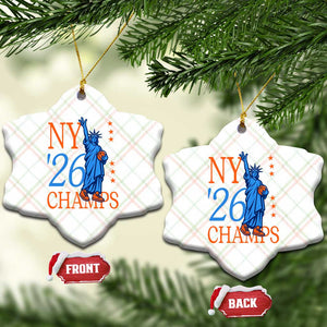 New York 2026 Pride Statue of Liberty Holding Basketball Graphic Ceramic Ornament Retro NY 26 Champs Sports Fans
