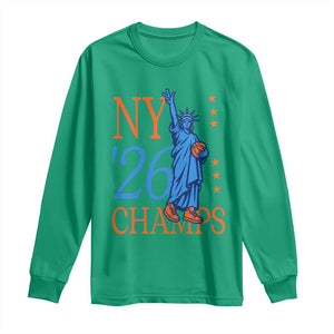 New York 2026 Pride Statue of Liberty Holding Basketball Graphic Long Sleeve Shirt Retro NY 26 Champs Sports Fans