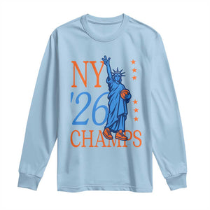 New York 2026 Pride Statue of Liberty Holding Basketball Graphic Long Sleeve Shirt Retro NY 26 Champs Sports Fans