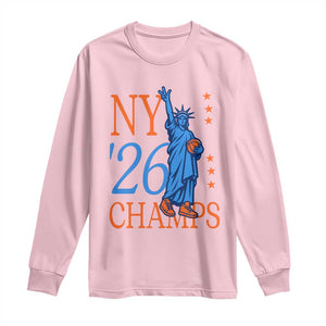 New York 2026 Pride Statue of Liberty Holding Basketball Graphic Long Sleeve Shirt Retro NY 26 Champs Sports Fans