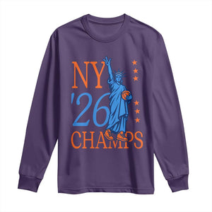 New York 2026 Pride Statue of Liberty Holding Basketball Graphic Long Sleeve Shirt Retro NY 26 Champs Sports Fans