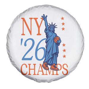 New York 2026 Pride Statue of Liberty Holding Basketball Graphic Spare Tire Cover Retro NY 26 Champs Sports Fans