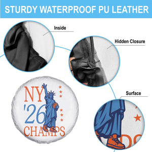 New York 2026 Pride Statue of Liberty Holding Basketball Graphic Spare Tire Cover Retro NY 26 Champs Sports Fans