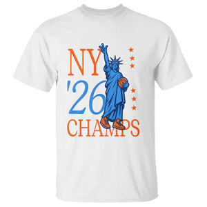 New York 2026 Pride Statue of Liberty Holding Basketball Graphic T Shirt Retro NY 26 Champs Sports Fans