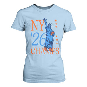 New York 2026 Pride Statue of Liberty Holding Basketball Graphic T Shirt For Women Retro NY 26 Champs Sports Fans