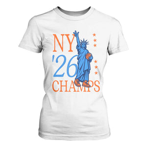 New York 2026 Pride Statue of Liberty Holding Basketball Graphic T Shirt For Women Retro NY 26 Champs Sports Fans