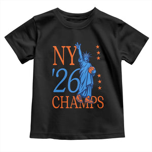 New York 2026 Pride Statue of Liberty Holding Basketball Graphic Toddler T Shirt Retro NY 26 Champs Sports Fans