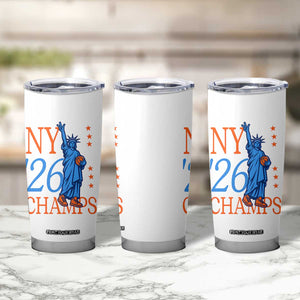 New York 2026 Pride Statue of Liberty Holding Basketball Graphic Tumbler Cup Retro NY 26 Champs Sports Fans