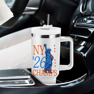 New York 2026 Pride Statue of Liberty Holding Basketball Graphic Tumbler With Handle Retro NY 26 Champs Sports Fans