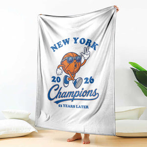 Funny New York 2026 Hoops Fan Graphic Throw Blanket Vintage 26 Champions Pride 53 Years Later