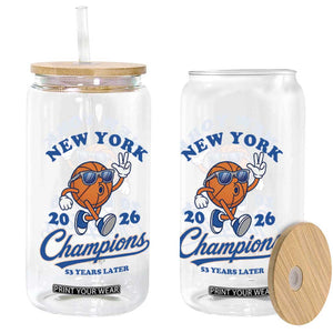 Funny New York 2026 Hoops Fan Graphic Glass Can Vintage 26 Champions Pride 53 Years Later