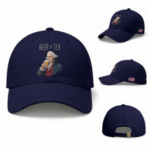 Beer Greater Than Tea Funny Founding Fathers Baseball Cap American History Drinking Boston Tea Party Sarcasm