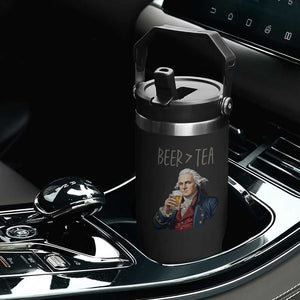 Beer Greater Than Tea Funny Founding Fathers Flip Straw Tumbler American History Drinking Boston Tea Party Sarcasm