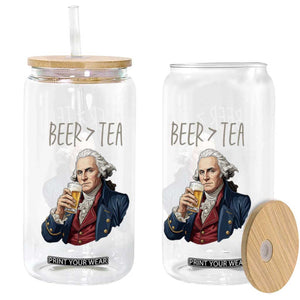 Beer Greater Than Tea Funny Founding Fathers Glass Can American History Drinking Boston Tea Party Sarcasm