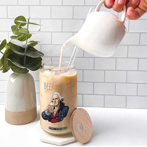 Beer Greater Than Tea Funny Founding Fathers Glass Can American History Drinking Boston Tea Party Sarcasm