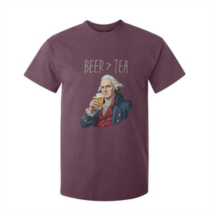 Beer Greater Than Tea Funny Founding Fathers T Shirt For Kid American History Drinking Boston Tea Party Sarcasm