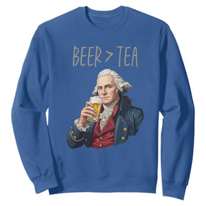 Beer Greater Than Tea Funny Founding Fathers Sweatshirt American History Drinking Boston Tea Party Sarcasm