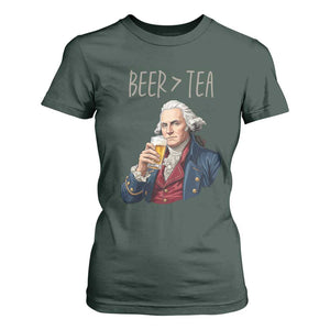 Beer Greater Than Tea Funny Founding Fathers T Shirt For Women American History Drinking Boston Tea Party Sarcasm