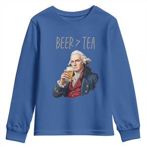 Beer Greater Than Tea Funny Founding Fathers Youth Sweatshirt American History Drinking Boston Tea Party Sarcasm
