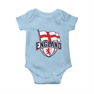 England Patriotic Crest St George Cross Flag Graphic Baby Onesie English Lion Crest Heritage Pride Souvenir TS02 Light Blue Print Your Wear