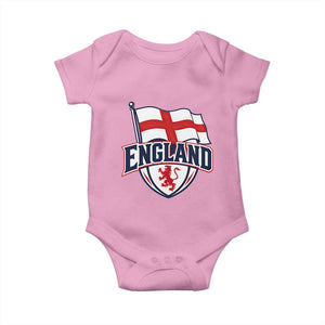 England Patriotic Crest St George Cross Flag Graphic Baby Onesie English Lion Crest Heritage Pride Souvenir TS02 Light Pink Print Your Wear
